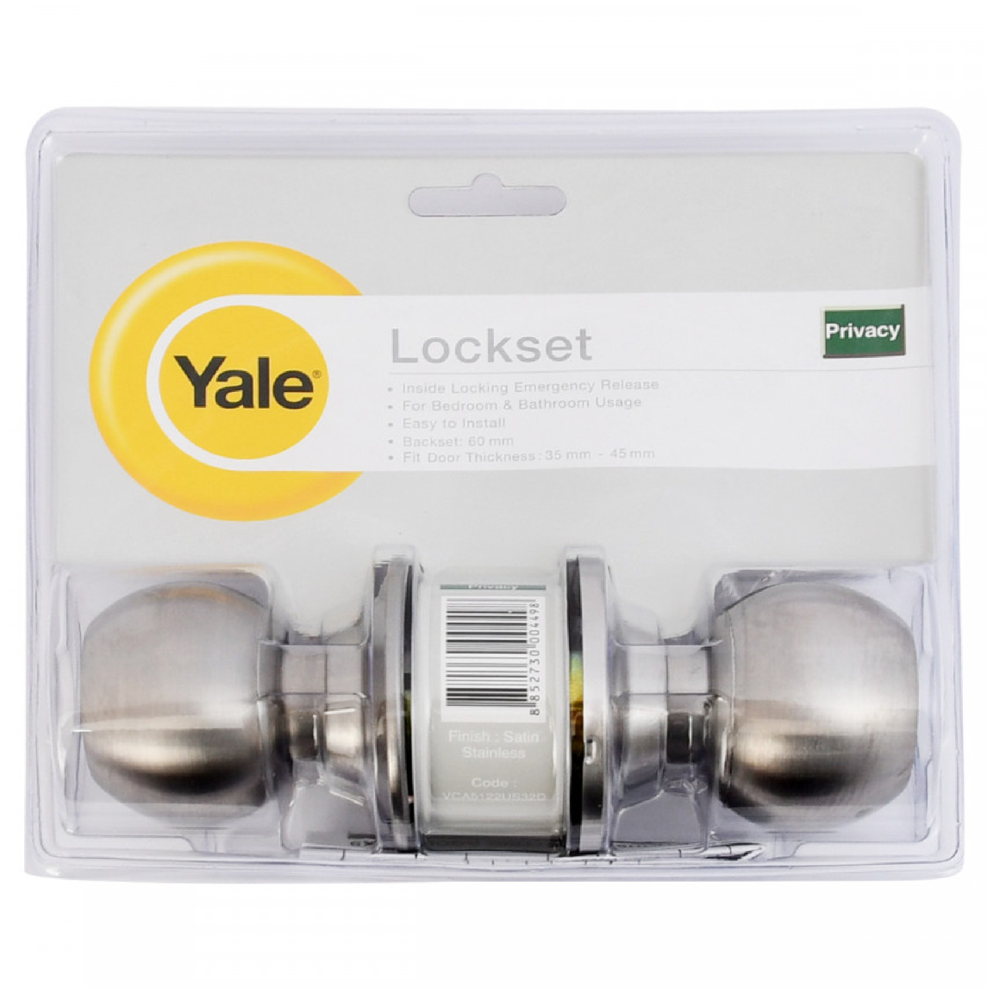 Yale BATHROOM PRIVACY Cylindrical Door Knob Set VCA5222 US32D STAINLESS STEEL